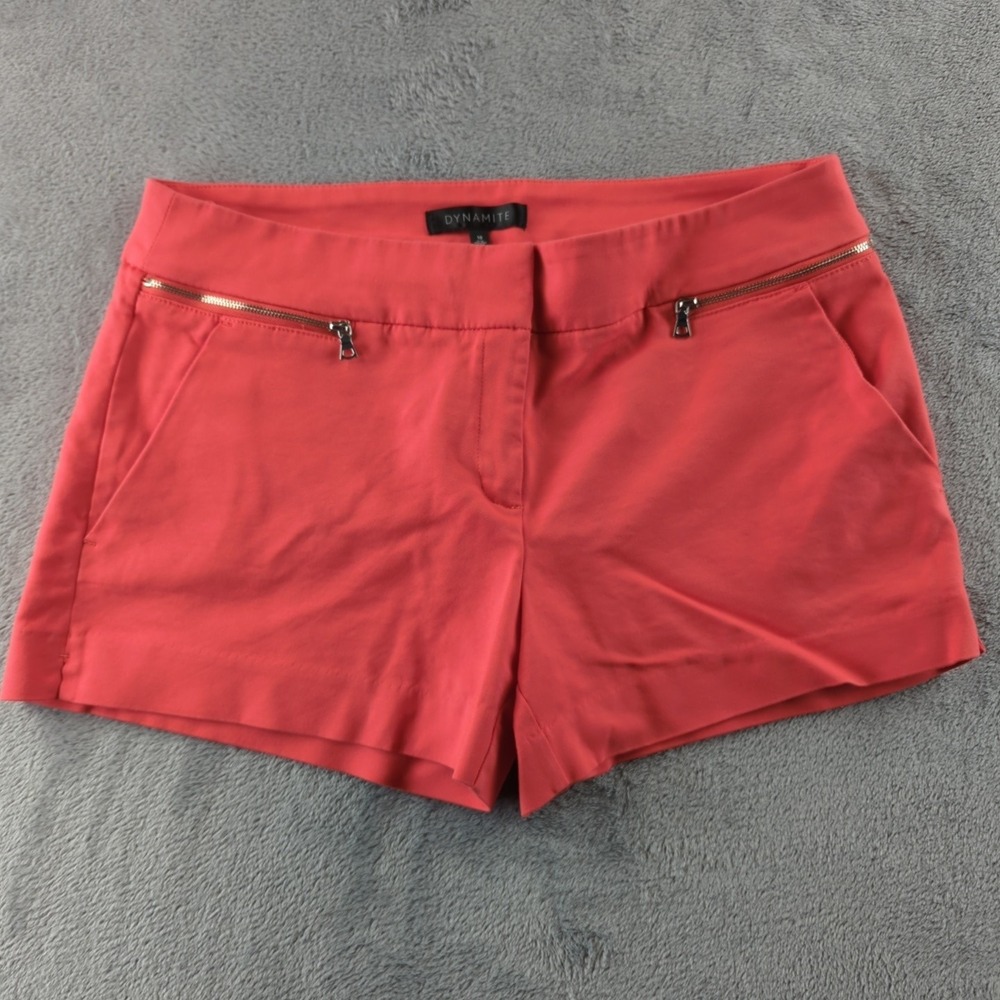 Dynamite Shorts Womens 10 Coral Pink Zip Pocketโ Casual Summer Cotton Blend